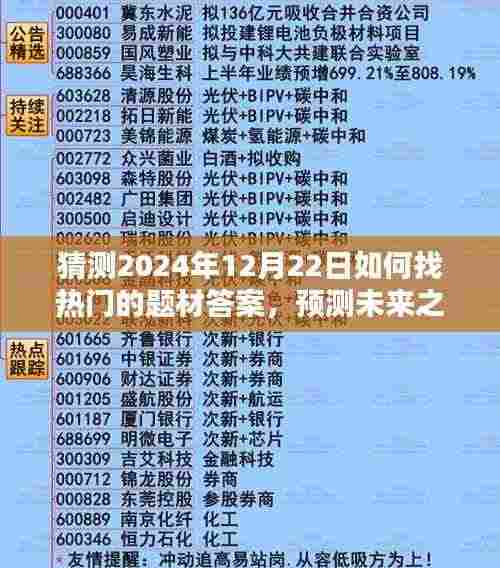 探寻未来热门话题,预测2024年12月22日热门题材答案,揭秘未来之光!