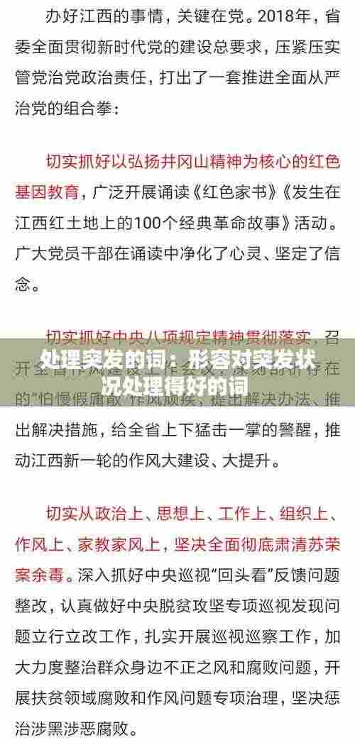 处理突发的词:形容对突发状况处理得好的词