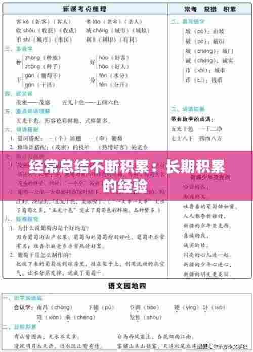 经常总结不断积累:长期积累的经验