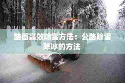 路面高效除雪方法:公路除雪除冰的方法