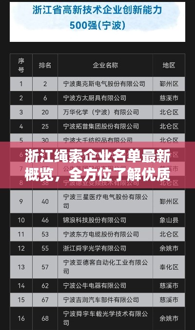 浙江绳索企业名单最新概览，全方位了解优质企业名单