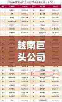 越南巨头公司排名揭晓，揭秘行业领军者！