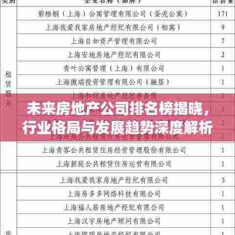 未来房地产公司排名榜揭晓，行业格局与发展趋势深度解析