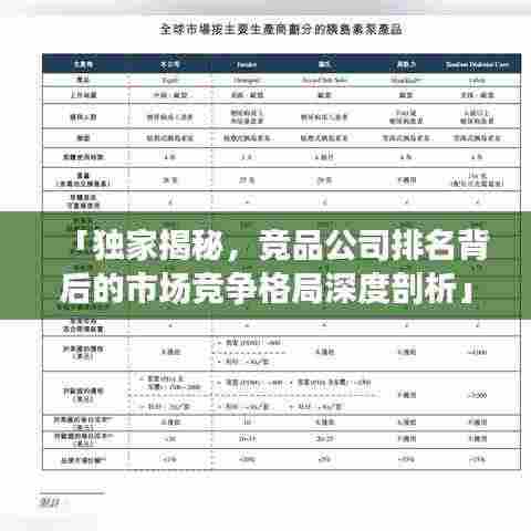 「独家揭秘,竞品公司排名背后的市场竞争格局深度剖析」